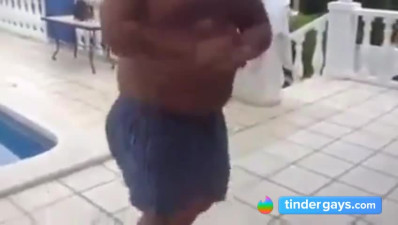 Fat Latin Daddy Strips Outdoors with His Bear