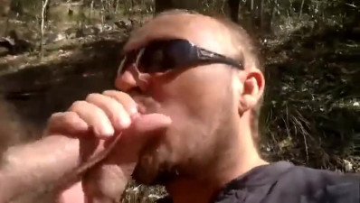 Big-Cock Blowjob in the Woods with a Buddy