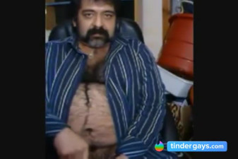 Hairy Bear Daddy Stroking Big Cock