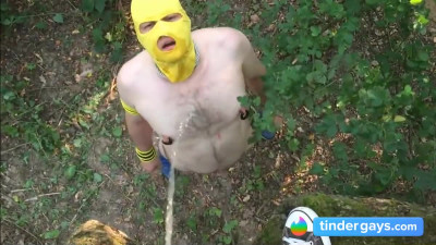 Pissing Master Uses Slave Outdoors for Pleasure