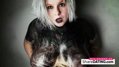 Big-Bodied Blonde Goth Babe's Solo Cam Show