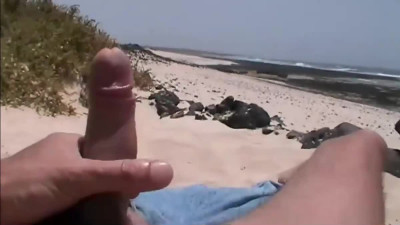 Beach Handjob Leads to Masturbation and a Nice Load