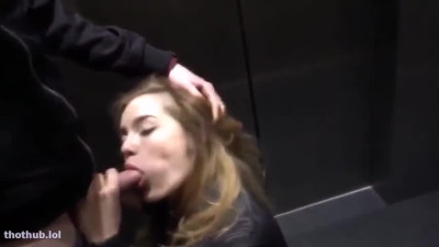 Elevator blowjob and sex