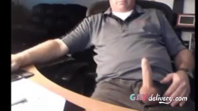 Daddy shows off his big cock on webcam