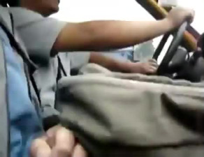Military Man Strokes in the Cab