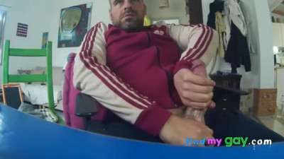 Big-Cock Bear Masturbating on Webcam