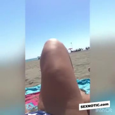 Smoking Latina with Big Tits at an Italian Beach